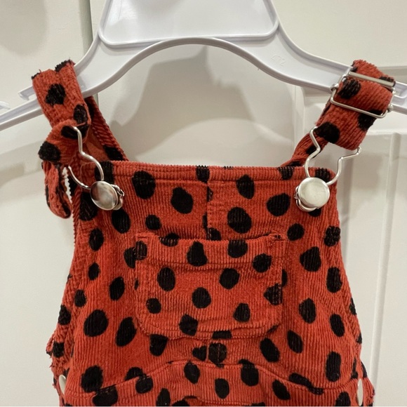 Hanna Anderson Corduroy Overalls. Animal print. Burnt Orange Size 12-18 Month - Picture 4 of 13